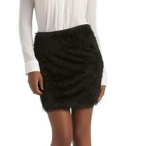 Kardashian Kollection Soft Fringe Mini Skirt Black Lined Side Zip KKW Large
